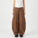 Brown Women's Polka Wide-Leg Barrel Jeans — Nia Relaxed-Fit High-Waisted Pockets - Front Pose