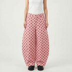 Pink Women's Polka Wide-Leg Barrel Jeans — Nia Relaxed-Fit High-Waisted Pockets - Variant Front
