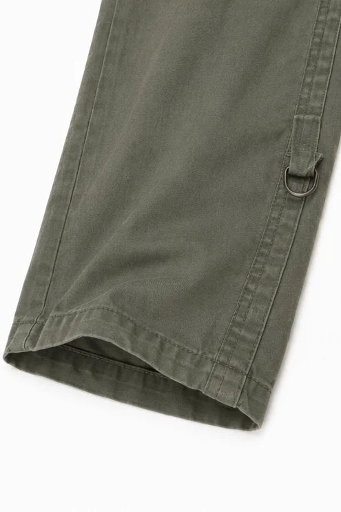 Women's Wide-Leg Cargo Pants with Relaxed Fit & Adjustable Waist - Close Up Hem Detail