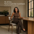 Women's Wide Leg Trousers with High-Waisted Comfort Waistband - Seated Desk