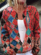 Women's Floral Embroidered Knit Cardigan with Button-Front & Relaxed Fit — Esther