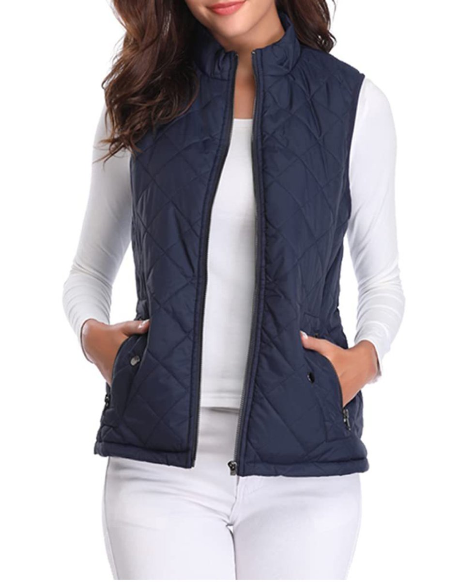 Blue Women's Lightweight Quilted Gilet with Relaxed Fit & Zip Pockets