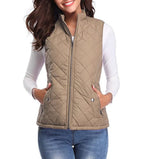 Light Coffee Women's Lightweight Quilted Gilet with Relaxed Fit & Zip Pockets