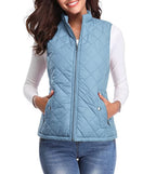 Light Blue Women's Lightweight Quilted Gilet with Relaxed Fit & Zip Pockets