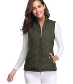 Olive Green Women's Lightweight Quilted Gilet with Relaxed Fit & Zip Pockets