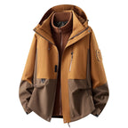 Brown Women's Outdoor Jacket with Adjustable Hood & Multiple Pockets