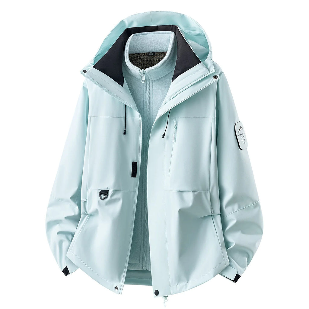 Women's Outdoor Jacket with Adjustable Hood & Multiple Pockets - Front Mint Alt Pose