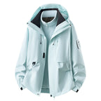 Women's Outdoor Jacket with Adjustable Hood & Multiple Pockets - Front Mint Alt Pose