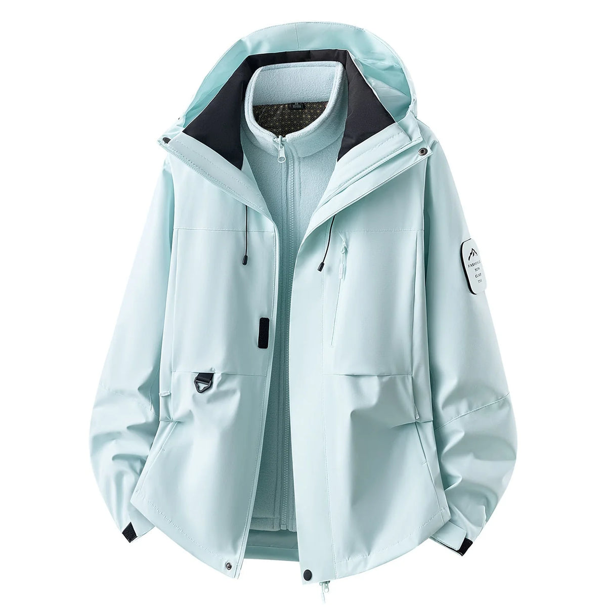 Women's Outdoor Jacket with Adjustable Hood & Multiple Pockets - Front Mint Alt Pose