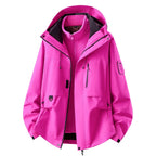 Lilac Women's Outdoor Jacket with Adjustable Hood & Multiple Pockets - Front Hot Pink Studio