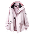 Wood Rose Women's Outdoor Jacket with Adjustable Hood & Multiple Pockets - Front Pale Pink Studio