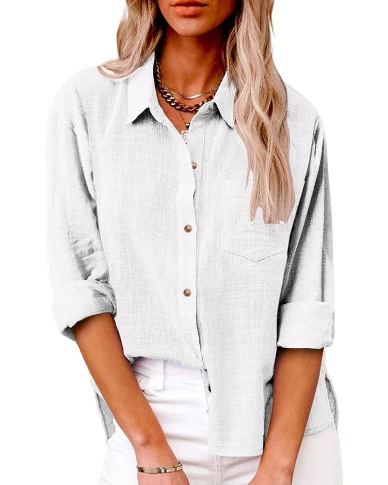 Wit Women's Oversized Button Down Shirt — Blakely Relaxed Fit Cotton - Lifestyle Casual