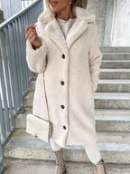 Women's Coat with Soft-Touch Feel & Slim Long Silhouette - Close Up Button Front