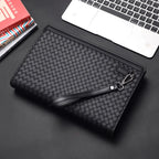 Black Women's Woven Clutch Bag with Zip Closure & Wristlet Strap — Cassidy - Back Detail