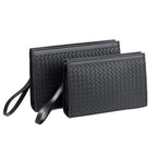 Black Women's Woven Clutch Bag with Zip Closure & Wristlet Strap — Cassidy - Size Comparison