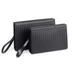 Black Women's Woven Clutch Bag with Zip Closure & Wristlet Strap — Cassidy - Studio White