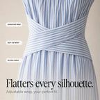 Blue Women's Striped Wrap Maxi Dress — Audrey Breathable Crossover Waist - Waist Detail